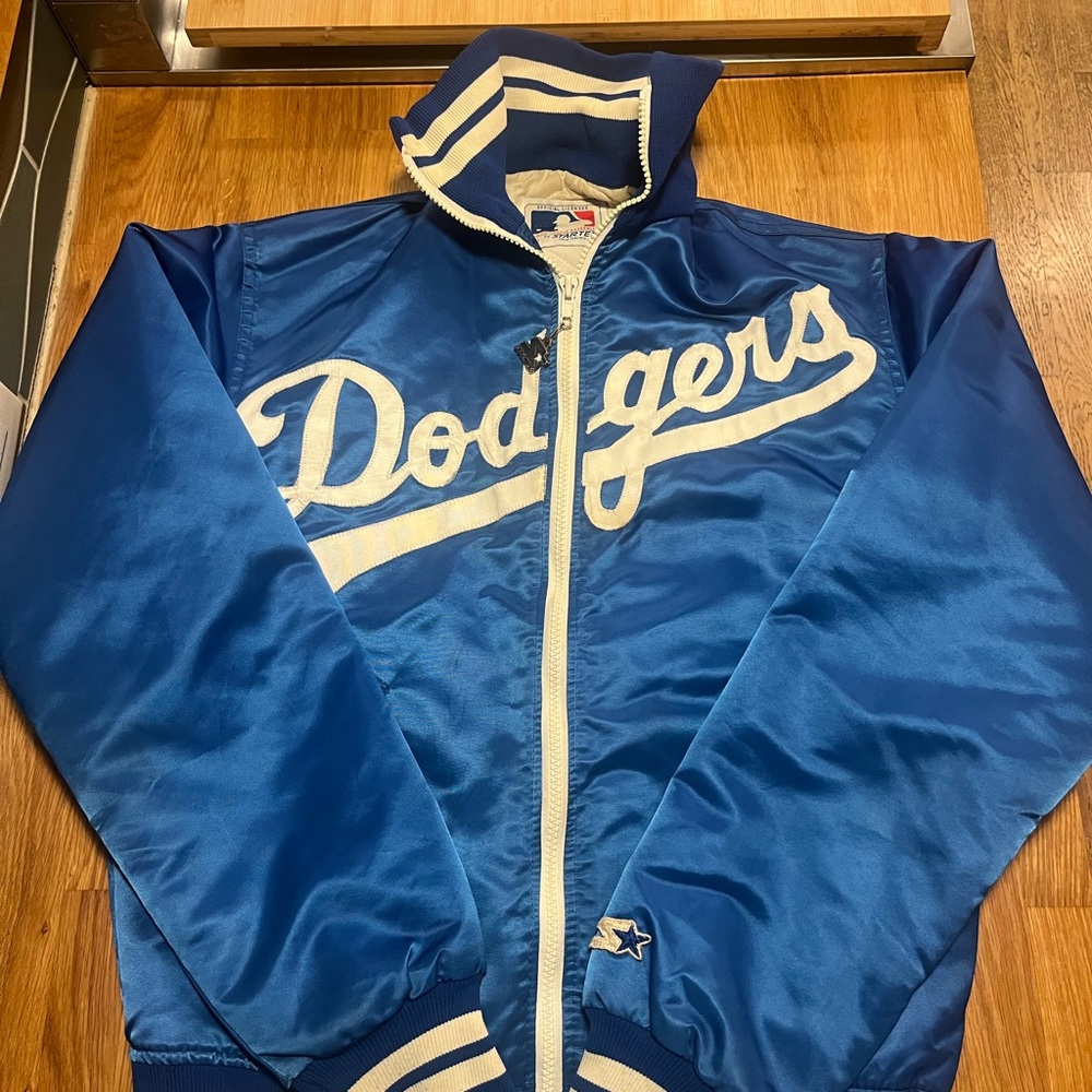 STARTER Blue and White Bomber Jacket